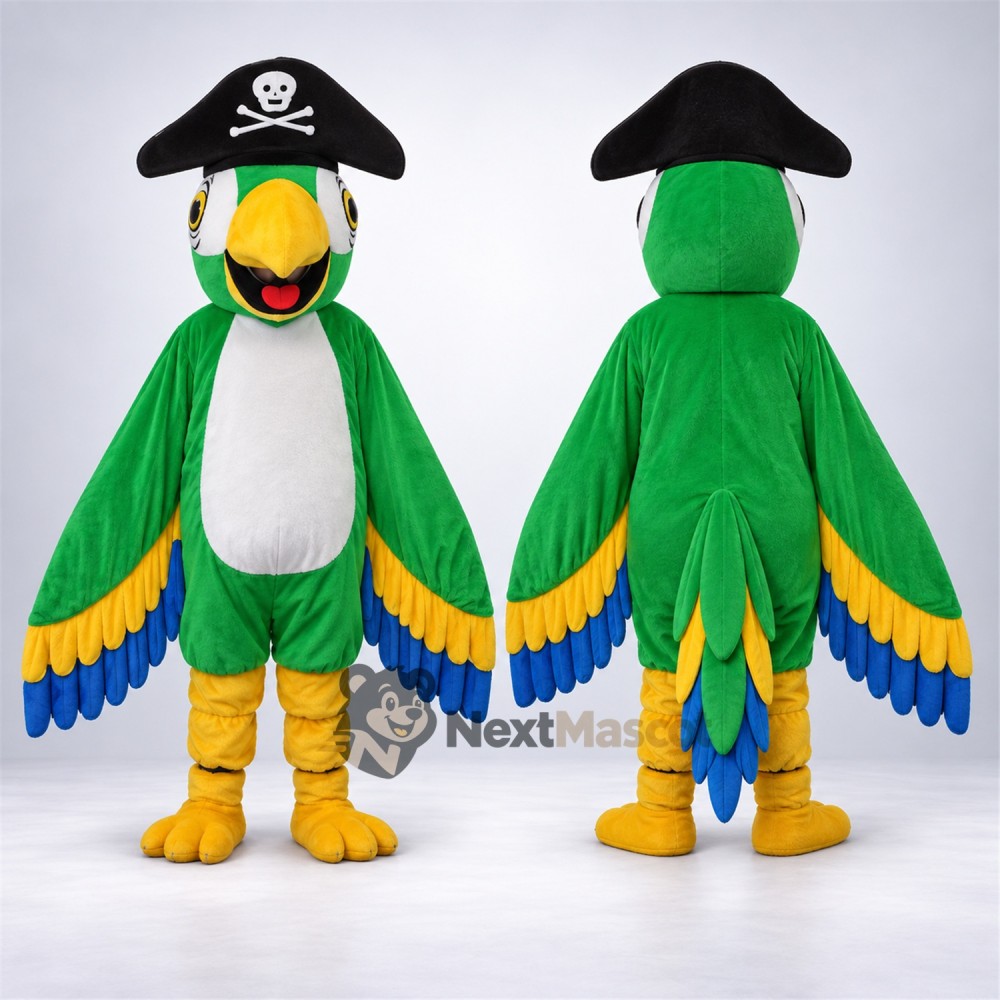 Parrot Mascot Costume - Green, Pirate Style for Parades Parrot Mascot Costume - Green, Pirate Style for Parades