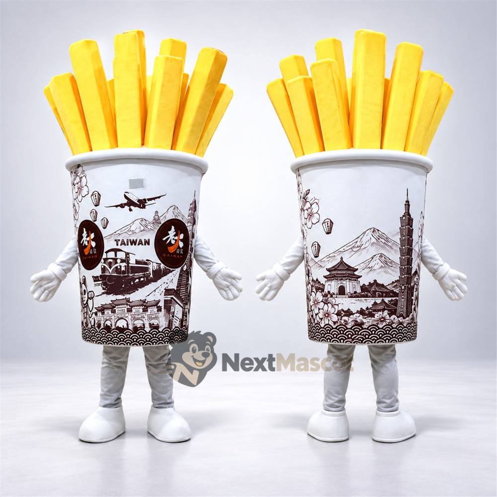 French Fries Mascot Costume - Printed White Carton French Fries Mascot Costume - Printed White Carton