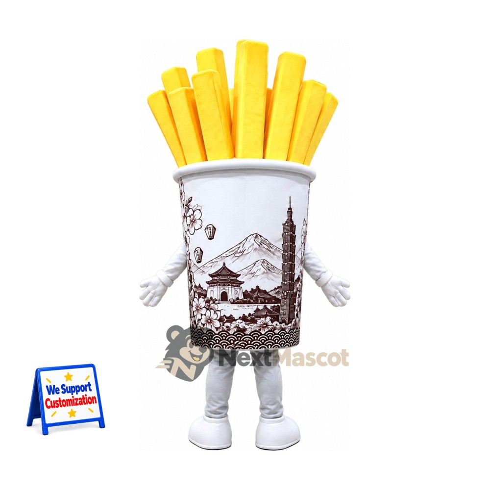 French Fries Mascot Costume - Printed White Carton French Fries Mascot Costume - Printed White Carton
