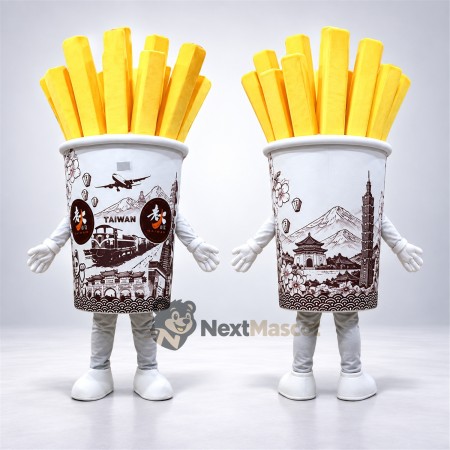 French Fries Mascot Costume - Printed White Carton French Fries Mascot Costume - Printed White Carton
