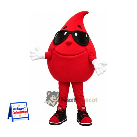 Blood Drop Mascot Costume - Sunglasses Blood Drop Mascot Costume - Sunglasses