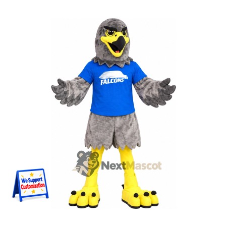Falcon Mascot Costume - Gray, Blue Shirt Falcon Mascot Costume - Gray, Blue Shirt
