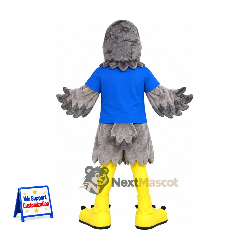 Falcon Mascot Costume - Gray, Blue Shirt Falcon Mascot Costume - Gray, Blue Shirt