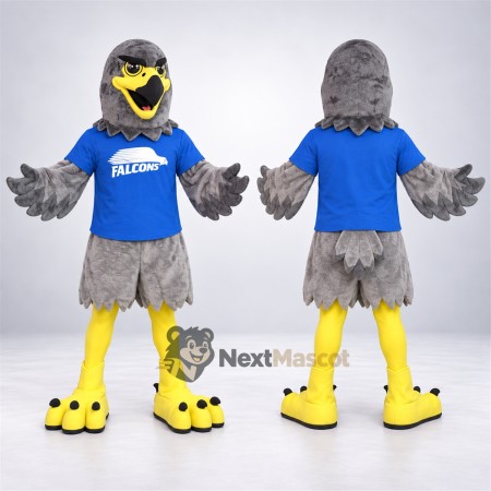 Falcon Mascot Costume - Gray, Blue Shirt Falcon Mascot Costume - Gray, Blue Shirt