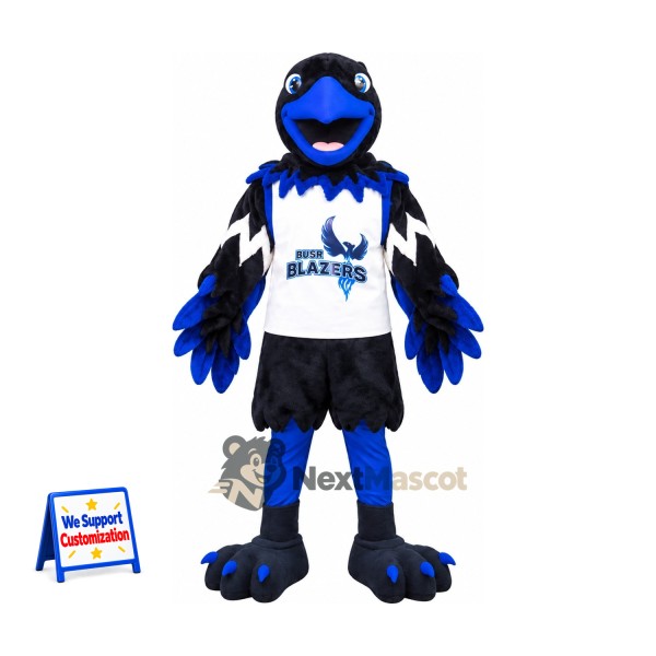 Bird Mascot Costume - Blue, White Shirt