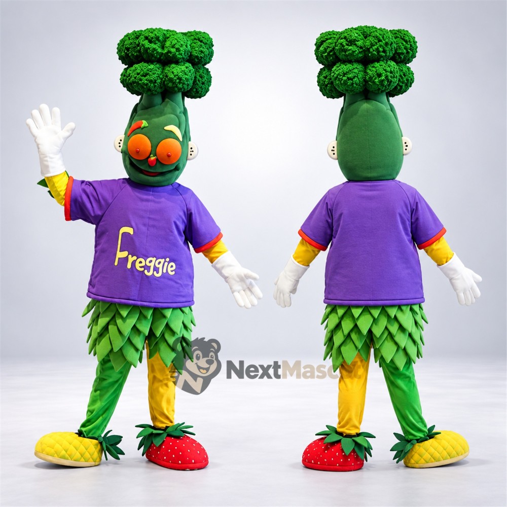 Broccoli Mascot Costume - Purple Shirt