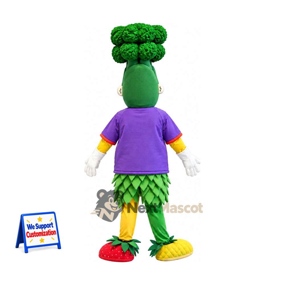 Broccoli Mascot Costume - Purple Shirt