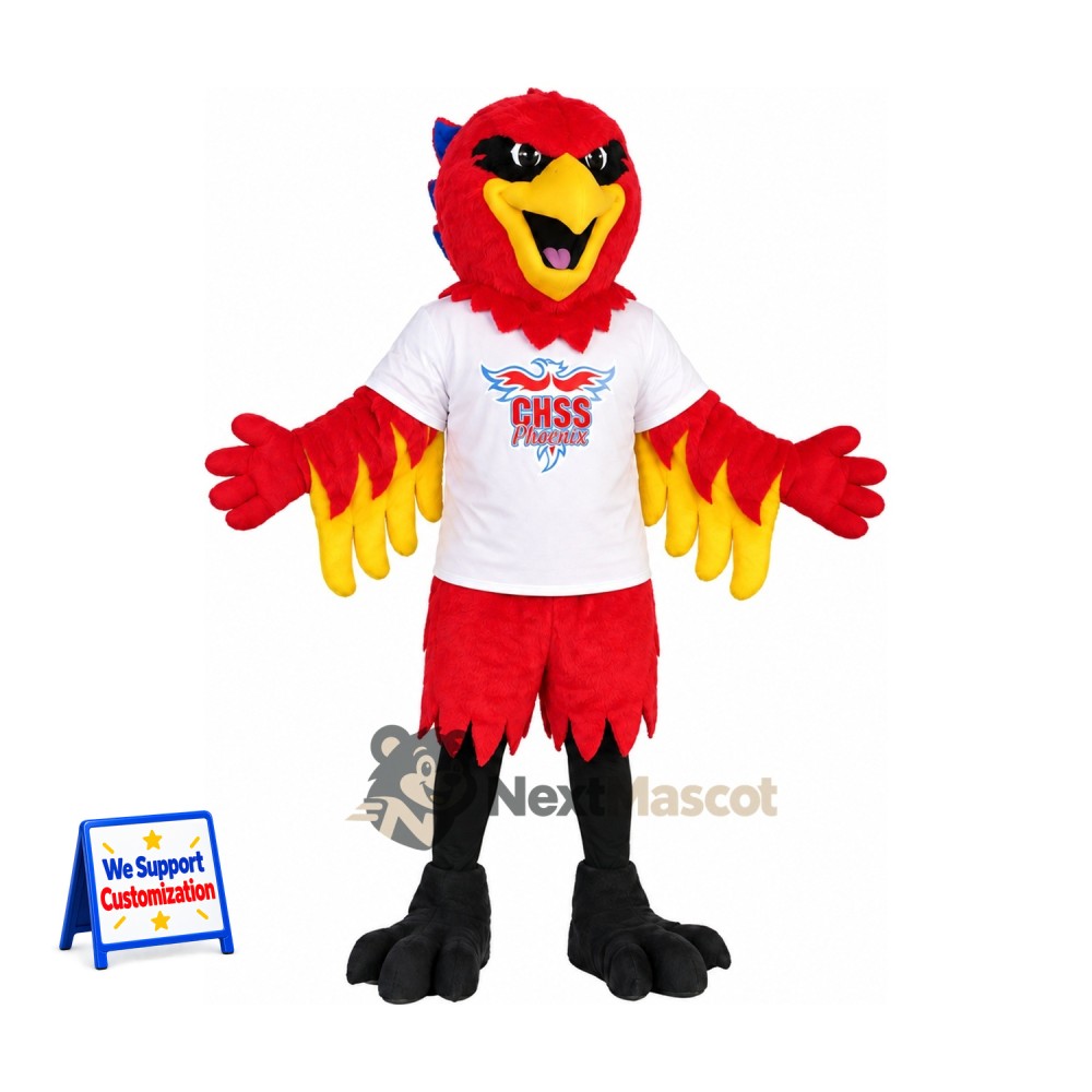 Phoenix Mascot Costume - Red, White Shirt for Parades Phoenix Mascot Costume - Red, White Shirt for Parades