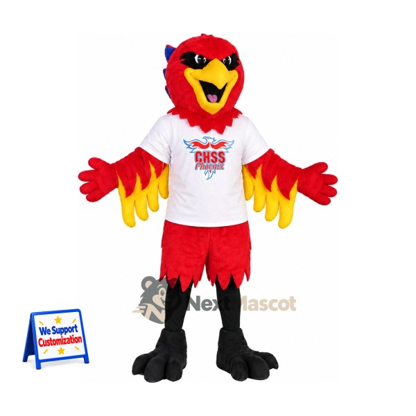 Phoenix Mascot Costume - Red, White Shirt for Parades