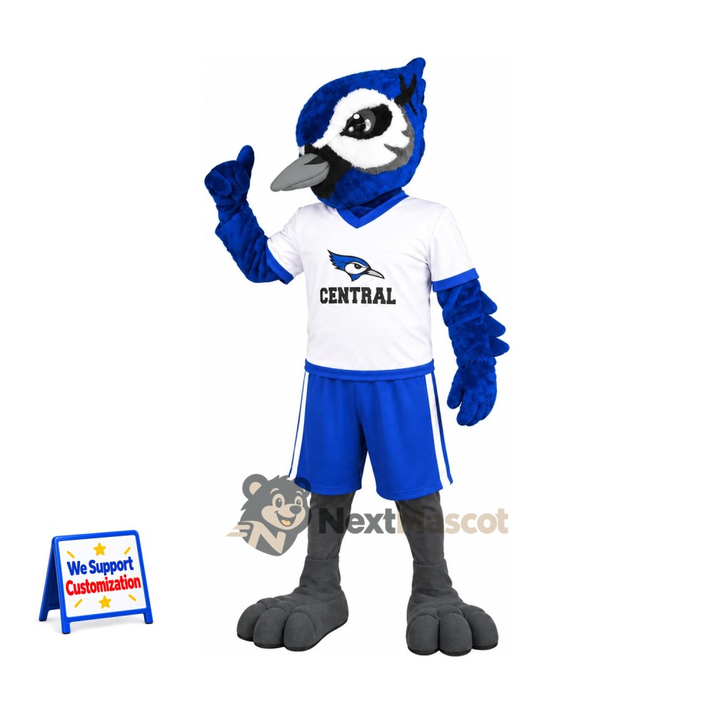 Blue Jay Mascot Costume - White Shirt for School Spirit Blue Jay Mascot Costume - White Shirt for School Spirit