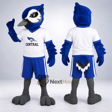 Blue Jay Mascot Costume - White Shirt for School Spirit Blue Jay Mascot Costume - White Shirt for School Spirit