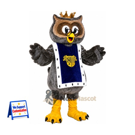 Owl Mascot Costume - Navy Robe and Gold Crown Owl Mascot Costume - Navy Robe and Gold Crown