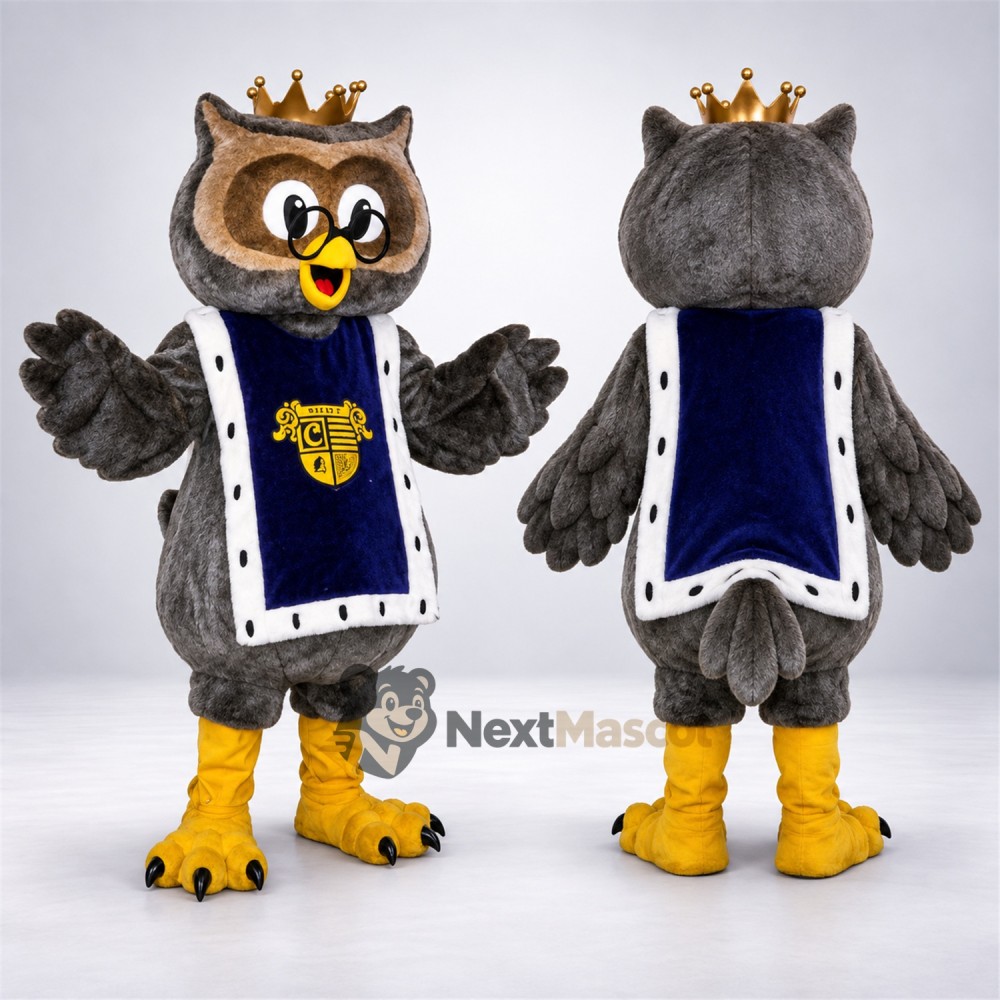 Owl Mascot Costume - Navy Robe and Gold Crown Owl Mascot Costume - Navy Robe and Gold Crown