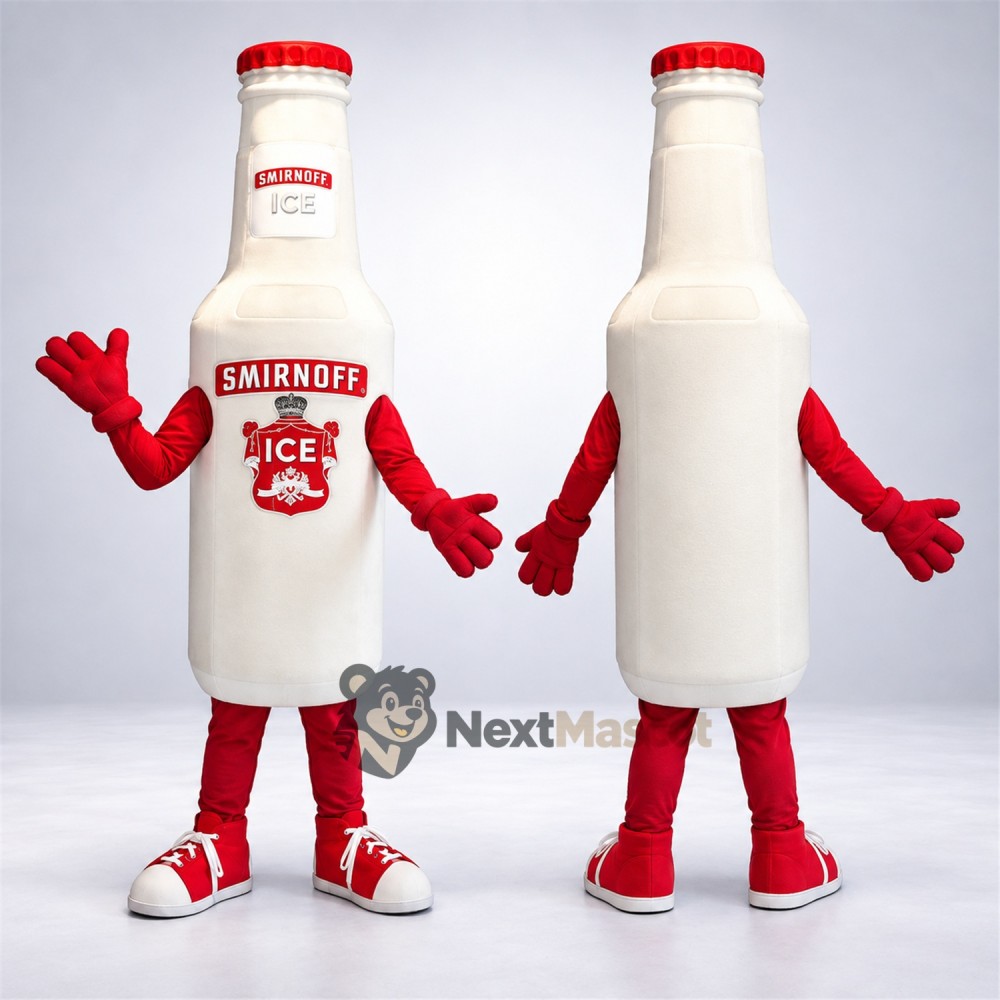 Bottle Mascot Costume - White, Red Arms and Legs Bottle Mascot Costume - White, Red Arms and Legs