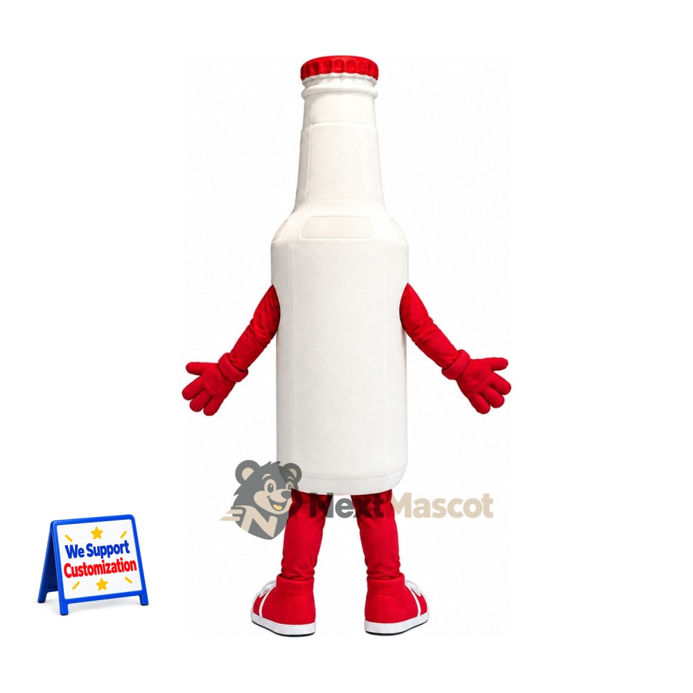 Bottle Mascot Costume - White, Red Arms and Legs Bottle Mascot Costume - White, Red Arms and Legs