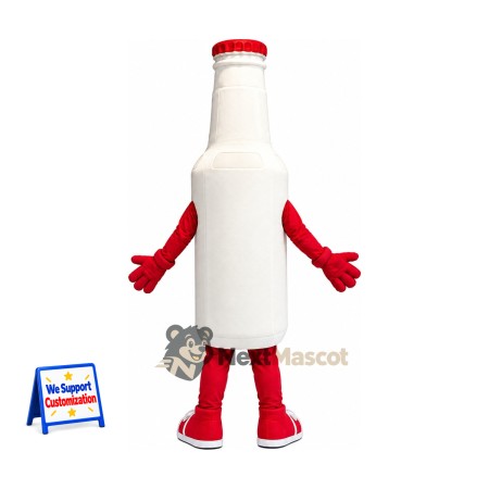 Bottle Mascot Costume - White, Red Arms and Legs Bottle Mascot Costume - White, Red Arms and Legs