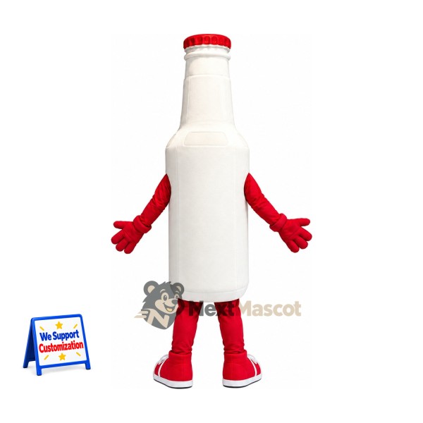 Bottle Mascot Costume - White, Red Arms and Legs Bottle Mascot Costume - White, Red Arms and Legs