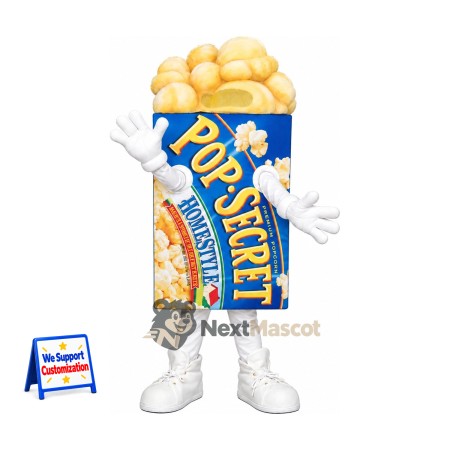 Popcorn Mascot Costume - Blue Carton Popcorn Mascot Costume - Blue Carton