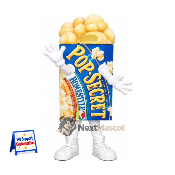 Popcorn Mascot Costume - Blue Carton