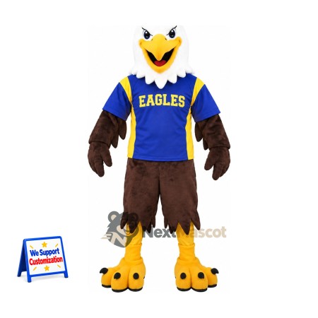 Bald Eagle Mascot Costume - Blue Shirt for School Events Bald Eagle Mascot Costume - Blue Shirt for School Events