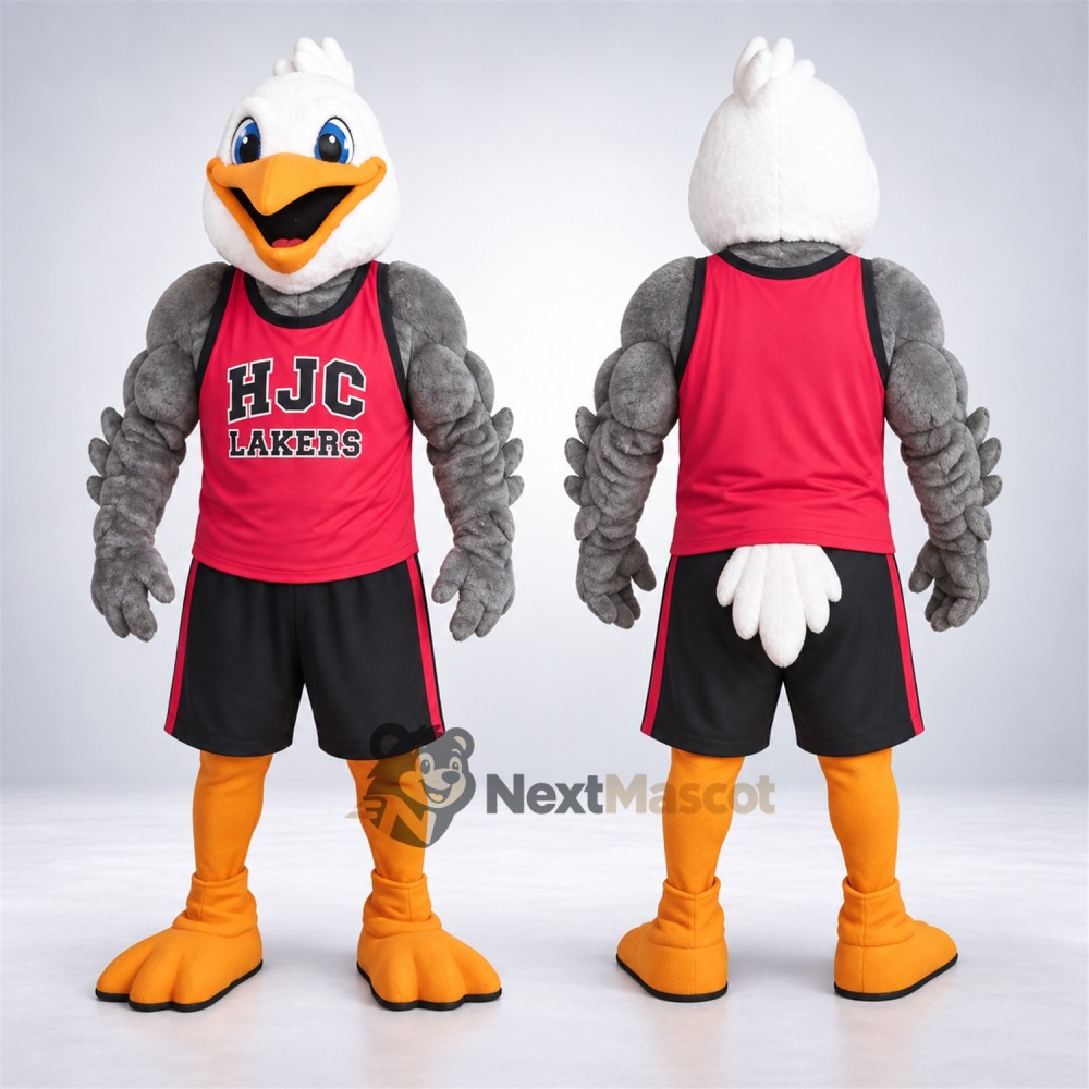 Hawk Mascot Costume - Gray, Red Jersey Hawk Mascot Costume - Gray, Red Jersey