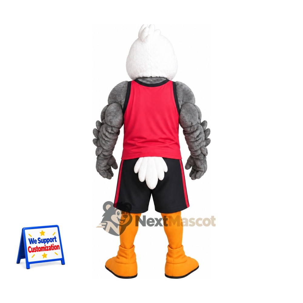 Hawk Mascot Costume - Gray, Red Jersey Hawk Mascot Costume - Gray, Red Jersey