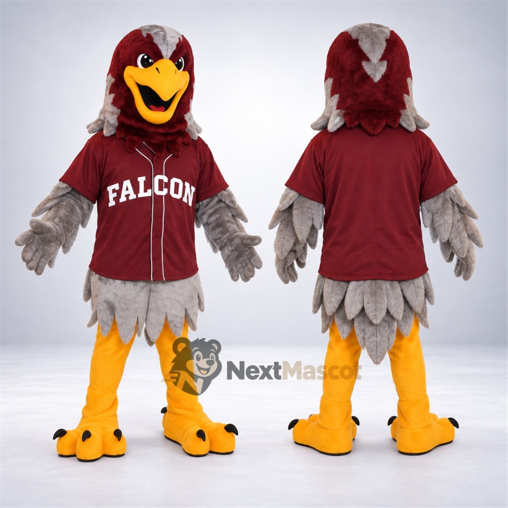 Falcon Mascot Costume - Burgundy Shirt Falcon Mascot Costume - Burgundy Shirt