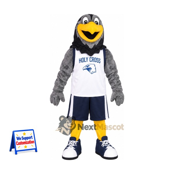 Hawk Mascot Costume - Gray, White Shirt