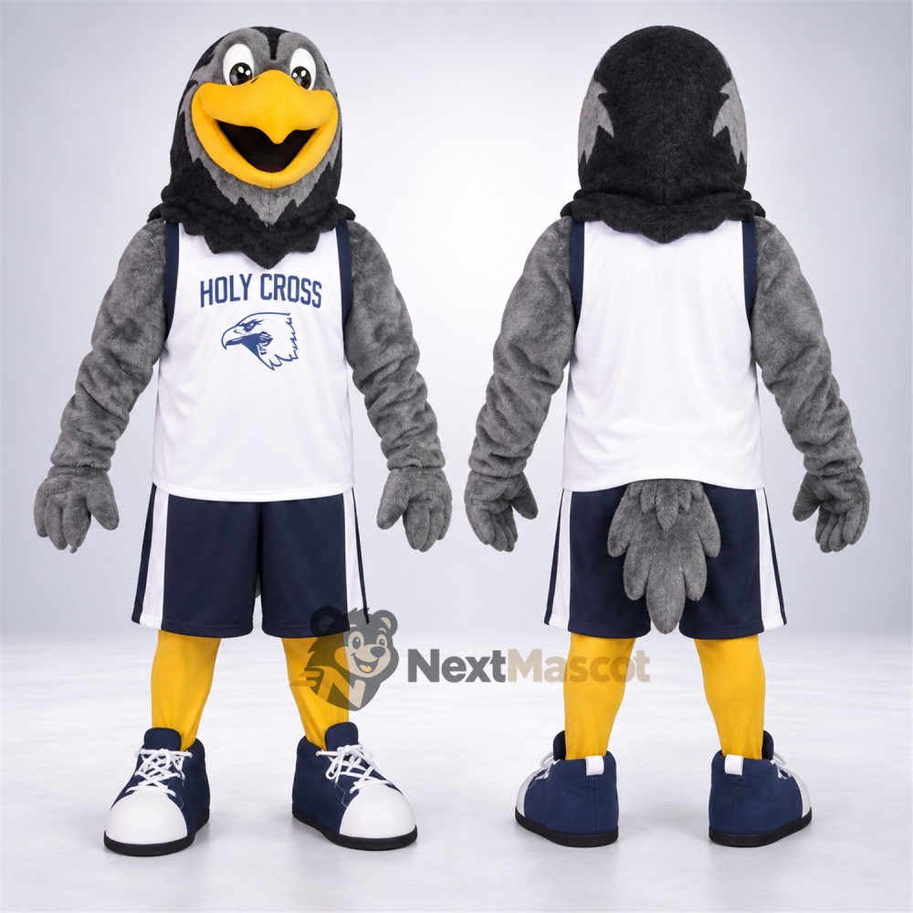Hawk Mascot Costume - Gray, White Shirt