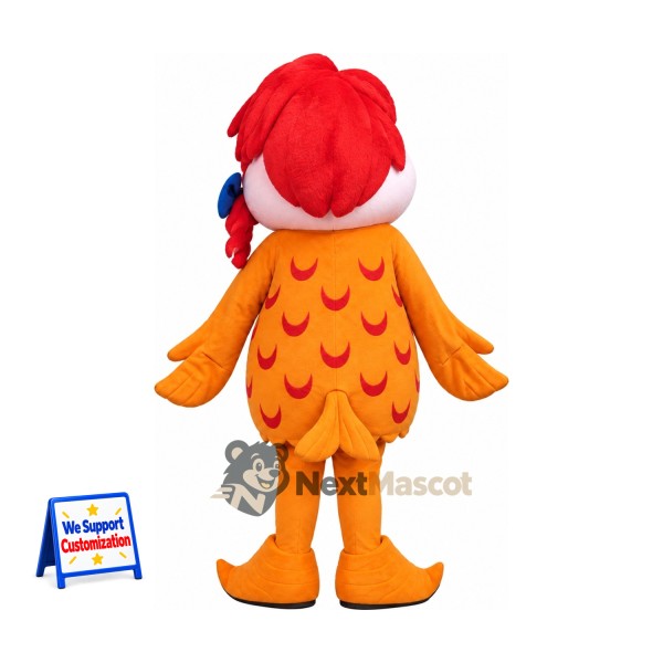 Chicken Mascot Costume - Orange, Santa Hat Chicken Mascot Costume - Orange, Santa Hat