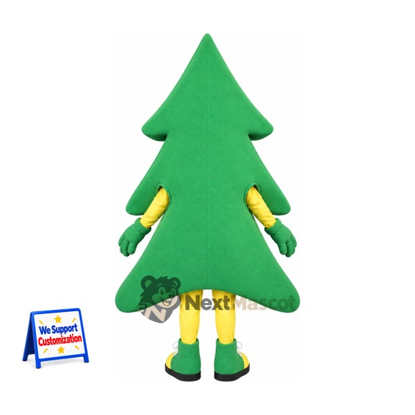 Evergreen Tree Mascot Costume - Yellow Gloves