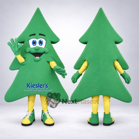 Evergreen Tree Mascot Costume - Yellow Gloves Evergreen Tree Mascot Costume - Yellow Gloves