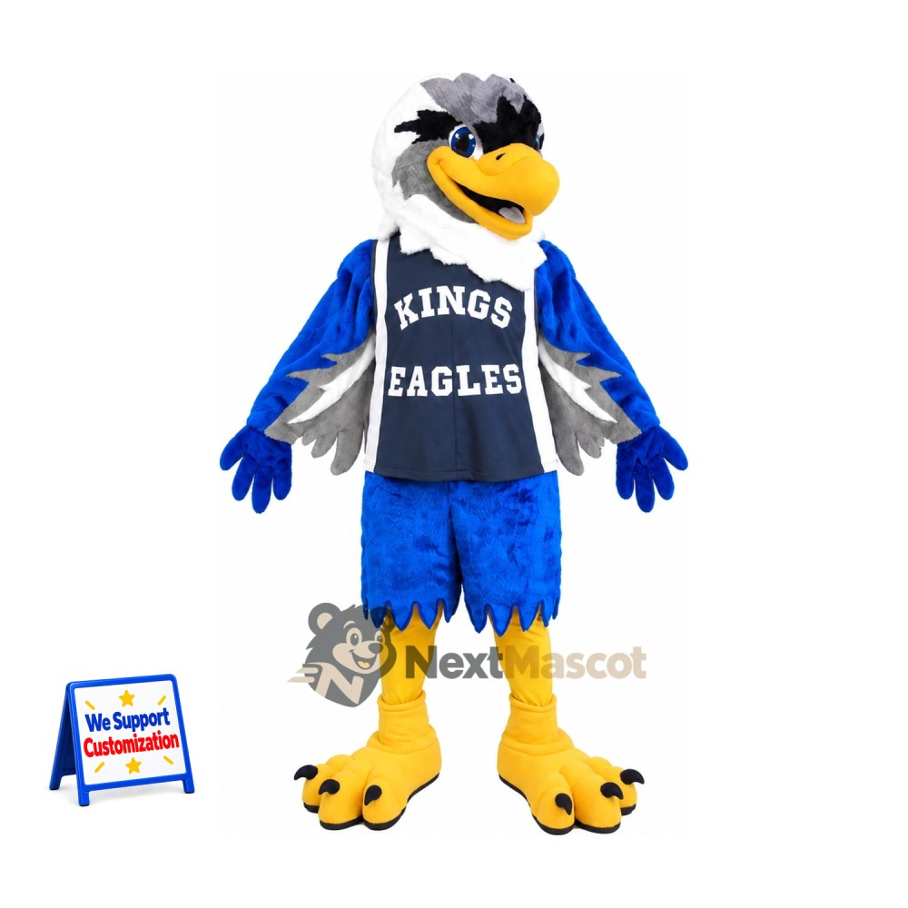 Eagle Mascot Costume - Blue, Gray Jersey Eagle Mascot Costume - Blue, Gray Jersey