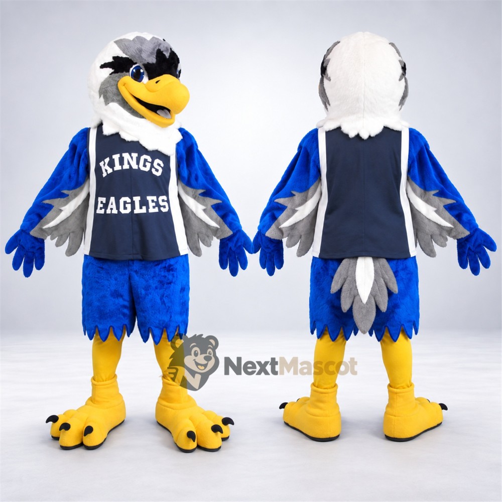 Eagle Mascot Costume - Blue, Gray Jersey Eagle Mascot Costume - Blue, Gray Jersey