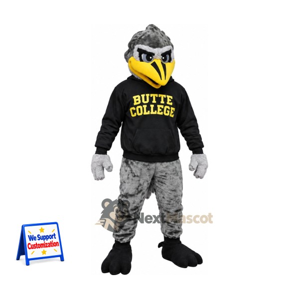 Roadrunner Mascot Costume - Gray, Black Shirt
