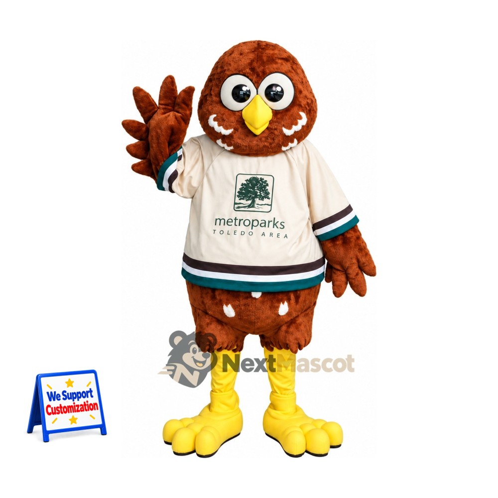 Owl Mascot Costume - Brown, White Shirt Owl Mascot Costume - Brown, White Shirt