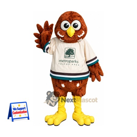 Owl Mascot Costume - Brown, White Shirt Owl Mascot Costume - Brown, White Shirt