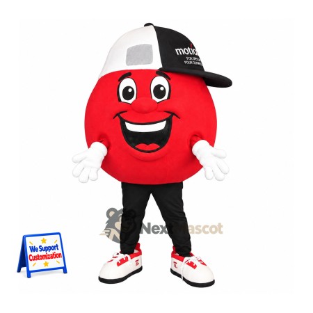 Apple Mascot Costume - Red, Black and White Cap Apple Mascot Costume - Red, Black and White Cap