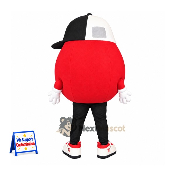 Apple Mascot Costume - Red, Black and White Cap Apple Mascot Costume - Red, Black and White Cap