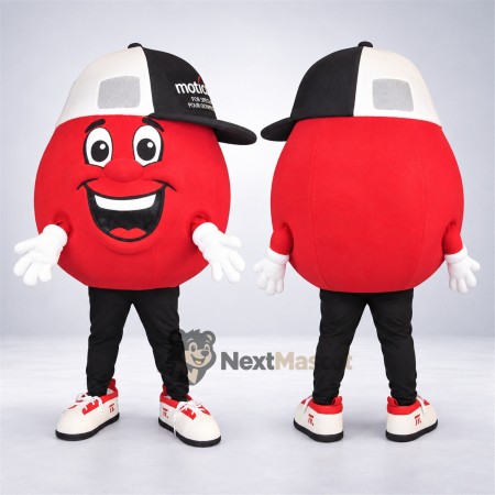 Apple Mascot Costume - Red, Black and White Cap Apple Mascot Costume - Red, Black and White Cap