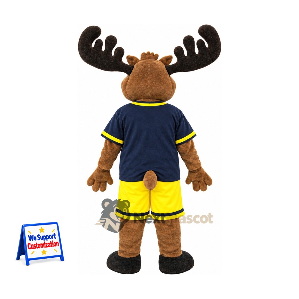 Moose Mascot Costume - Navy and Yellow Uniform Moose Mascot Costume - Navy and Yellow Uniform