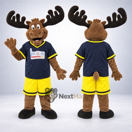 Moose Mascot Costume - Navy and Yellow Uniform Moose Mascot Costume - Navy and Yellow Uniform