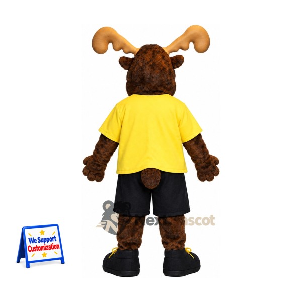Moose Mascot Costume - Yellow Shirt for School Events Moose Mascot Costume - Yellow Shirt for School Events