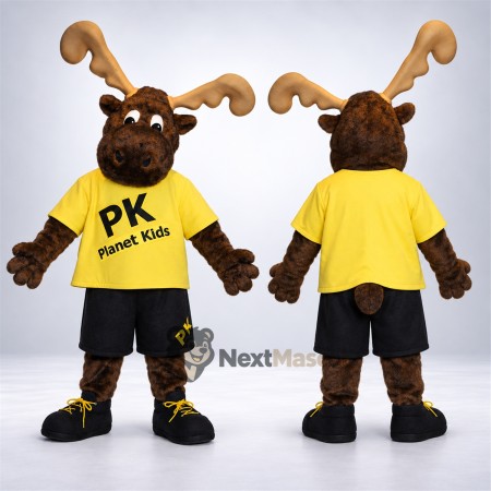 Moose Mascot Costume - Yellow Shirt for School Events Moose Mascot Costume - Yellow Shirt for School Events
