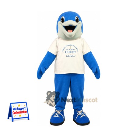 Dolphin Mascot Costume - Blue, White Shirt Dolphin Mascot Costume - Blue, White Shirt