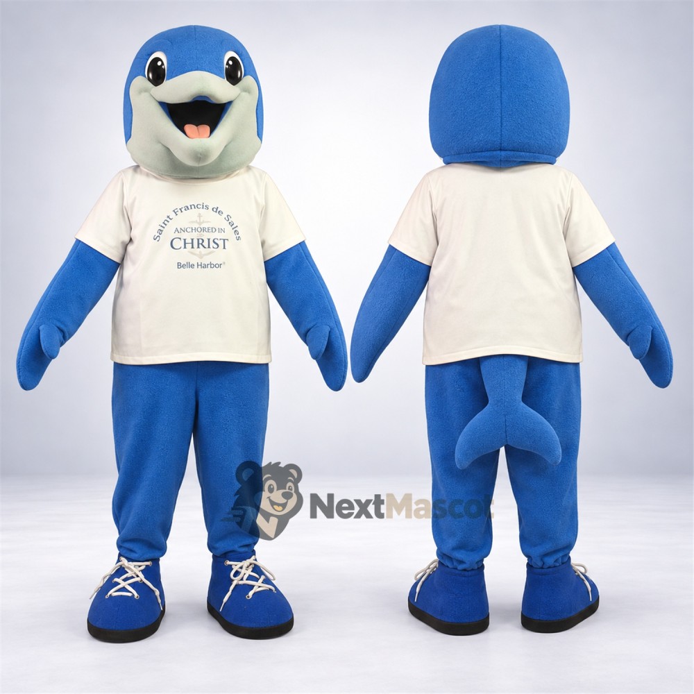 Dolphin Mascot Costume - Blue, White Shirt Dolphin Mascot Costume - Blue, White Shirt