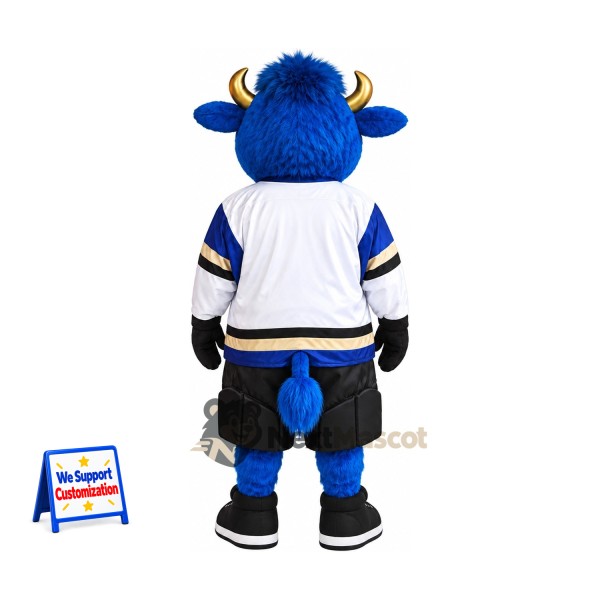 Bull Mascot Costume - Blue, Hockey Jersey Bull Mascot Costume - Blue, Hockey Jersey