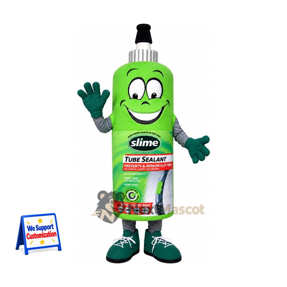 Tire Sealant Bottle Mascot Costume - Green Tire Sealant Bottle Mascot Costume - Green