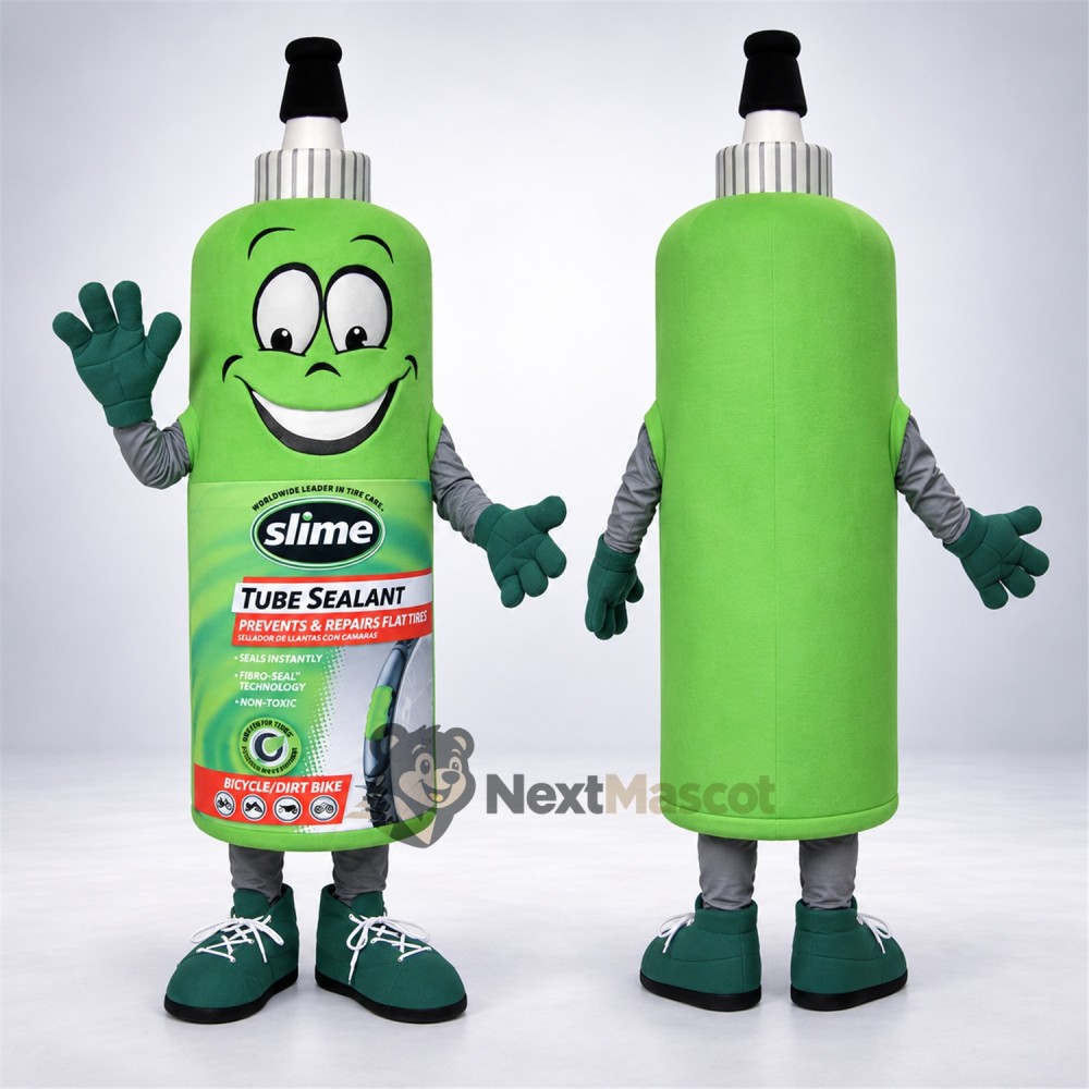 Tire Sealant Bottle Mascot Costume - Green Tire Sealant Bottle Mascot Costume - Green