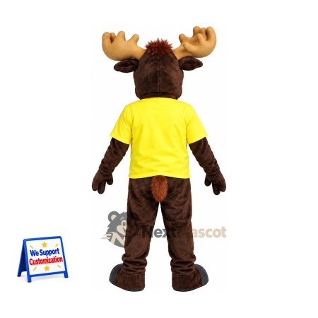 Moose Mascot Costume - Yellow Shirt for Community Events Moose Mascot Costume - Yellow Shirt for Community Events